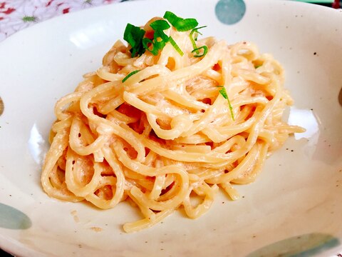 簡単！茹でて和えるだけ、明太子クリームパスタ